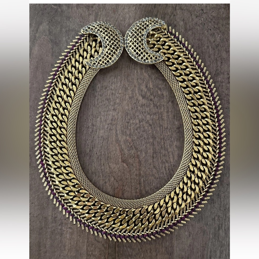 Lizzie Fortunato Jewels Gold Chain Reversible Collar Statement Necklace